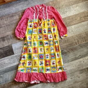 Vintage 1970s Kid Duds Primary Color  Girls Dress Size 14 100% cotton